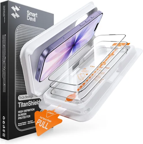 SMARTDEVIL Paquete de 3 protectores de pantalla para iPhone 17, vidrio templado óptico transparente 9H, 2 veces resistencia a los impactos,