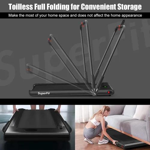 Miniatura 3 de Goplus 2 in 1 Folding Treadmill, 2.25HP Under Desk Electric Superfit Treadmill, Installation-Free with APP Control, Remote Control, Bluetooth