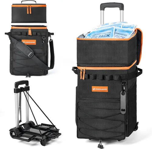 Miniatura 11 de Odoland 72 Can Rolling Cooler Bag with Wheels & Handle, Collapsible Insulated Ice Chest for Beach, Camping & Tailgating - Portable Travel Soft