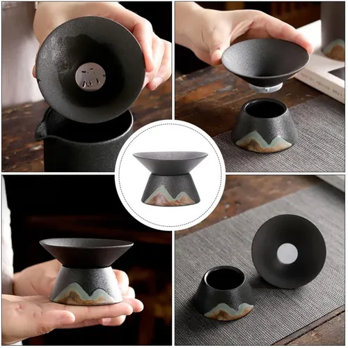Miniatura 6 de ULTNICE Accesorio de filtro de té de cerámica con colador de malla fina para el hogar y la habitación, diseño compacto de 3 x 3 x 1.77 pulgadas