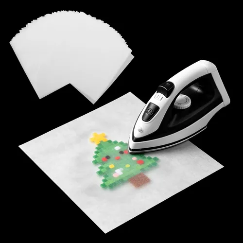 Miniatura 6 de 50 piezas de papel de planchar de cuentas fusibles, papel de planchado cuadrado transparente para termoestabilidad, accesorios de cuentas fusibles