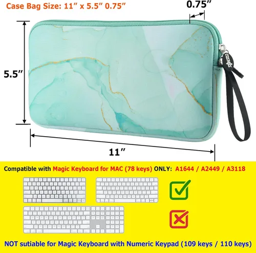 Miniatura 2 de Cosmos Funda de neopreno para teclado de transporte, bolsa de protección compatible con teclado mágico 1 y 2, mouse mágico, teclado inalámbrico
