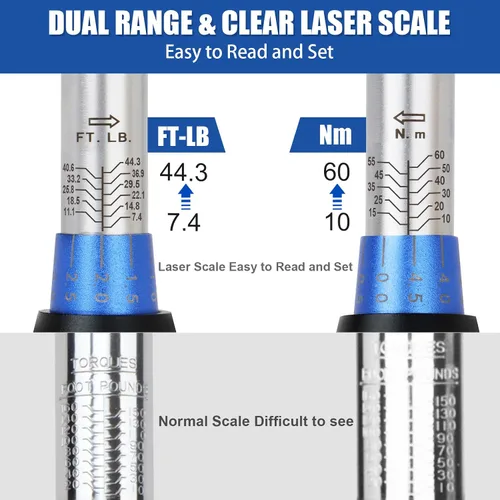 Miniatura 2 de BULLTOOLS Llave dinamométrica de 3/8 pulgadas con clic de accionamiento, juego de llaves dinamométricas de 72 dientes de dirección dual. Llave