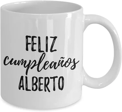 Miniatura 2 de Feliz Cumpleanos Alberto - Taza de café con nombre personalizado para regalo de cumpleaños, 11 onzas
