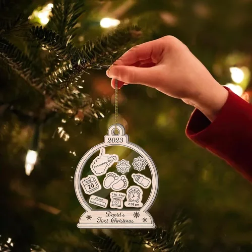 Miniatura 6 de Hyturtle Adornos personalizados para la primera Navidad del bebé 2023, adorno de Navidad para bebé, adorno de batido 4D para bebé, decoraciones