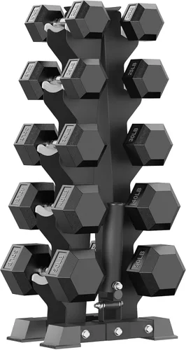 Miniatura 25 de PAPABABE Juego de mancuernas hexagonales con estante, 85-560 libras con revestimiento de goma, juego de mancuernas libres con estante
