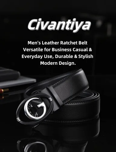 Miniatura 7 de Cinturón de cuero con trinquete ajustable para hombre, regalo de corte 1 38 para un ajuste perfecto
