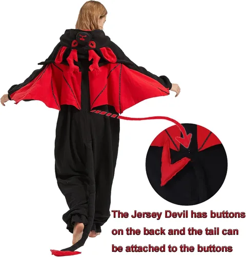 Miniatura 5 de WAWRTOU Jersey Devil Onesie para adultos - Halloween de una sola pieza mítico y cómodo unisex