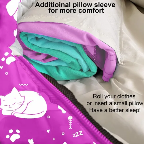 Miniatura 5 de KidzAdventure Mummy Style 32 – 59F Saco de Dormir para Niños con Funda de Almohada, 4 Estaciones, Ligero y Estilo Mochilero, Ideal para Acampar