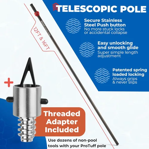 Miniatura 5 de ProTuff - Poste telescópico resistente de 12 pies, repuesto incondicional de por vida, extensión instantánea y confiable, ajuste universal
