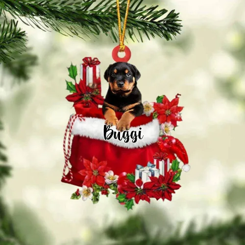 Miniatura 35 de Perro Akita Inu personalizado en bolsa de regalo, adorno de Navidad, nombre personalizado, regalo para amantes de los perros, familia, Navidad