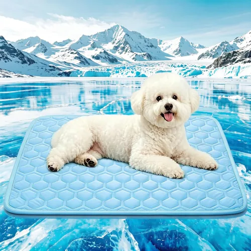 Tapete refrescante para perros, grueso y transpirable Q-MAX>0.45, cama refrescante para perros, fibra fría y parte inferior antideslizante, cama