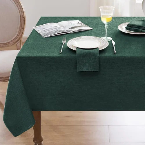 Miniatura 21 de Softalker Mantel pequeño rectangular con textura de lino de 52 x 70 pulgadas, para exteriores, resistente a las manchas y a las arrugas, decorativo