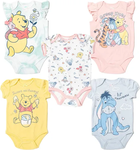 Disney Classics The Aristocats Lion King Winnie the Pooh Pixar Toy Story - Paquete de 5 mamelucos para recién nacidos a bebés