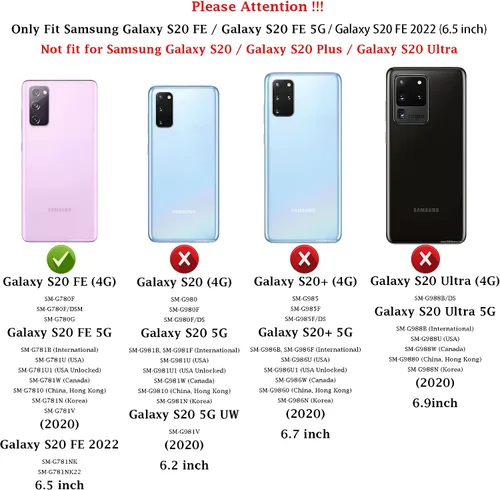 Miniatura 2 de Funda para Samsung Galaxy S20 FE 5G con cubierta para lente de cámara, protector de pantalla HD, soporte de anillo magnético probado contra caídas