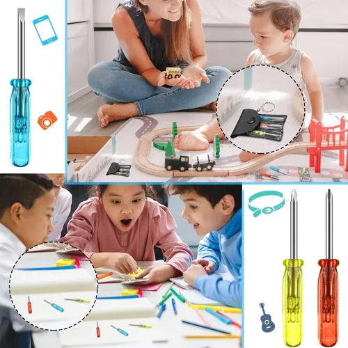 Miniatura 7 de Jutom Juego de 100 mini destornilladores y llaveros a granel, incluye 3 mini destornilladores en una bolsa portátil con broche a presión con gancho