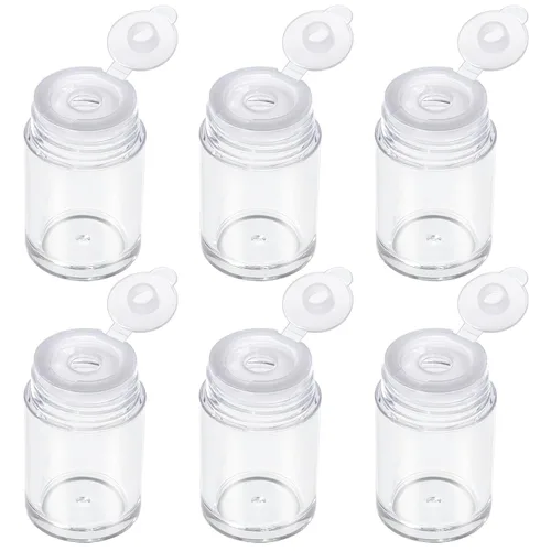Miniatura 12 de RAYNAG 6 botellas vacías de polvo suelto para viajes, cosméticos con purpurina en polvo, para sombra de ojos, botella agitadora con tamiz y tapas