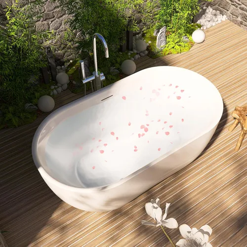 Miniatura 9 de Bañera independiente de acrílico de 59", Bañera independiente, Bañera independiente, Bañera de remojo, Certificado cUPC, SE(Blanco brillante)