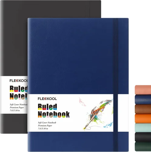 Diarios de negocios, paquete de 2 cuadernos B5 de rayas universitarias de tapa suave grande con papel rayado grueso de 100gsm, 376 páginas