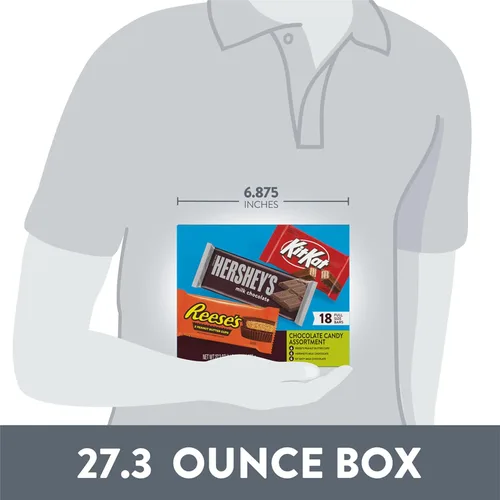 Miniatura 4 de HERSHEY'S, KIT KAT and REESE'S - Caja variada de dulces de chocolate con leche, 27.3 onzas (18 unidades)