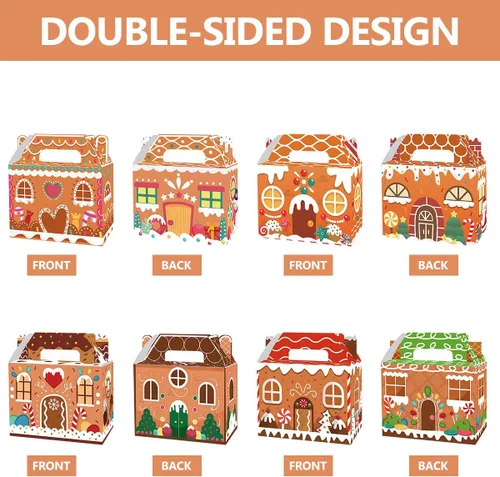Miniatura 3 de Paquete de 24 cajas de regalo de fiesta de Navidad, 3D de pan de jengibre con impresión de Navidad para la casa, cajas de regalo para Navidad