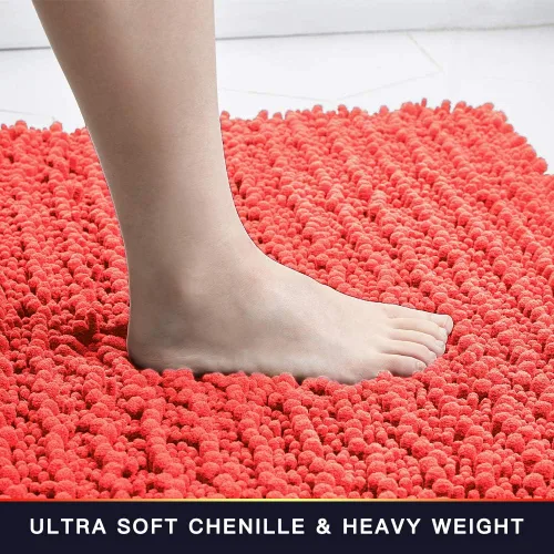Miniatura 117 de Walensee Alfombra de baño antideslizante (24x17 pulgadas, rosa polvoriento) absorbente de agua, súper suave, lanuda de felpilla, lavable a máquina