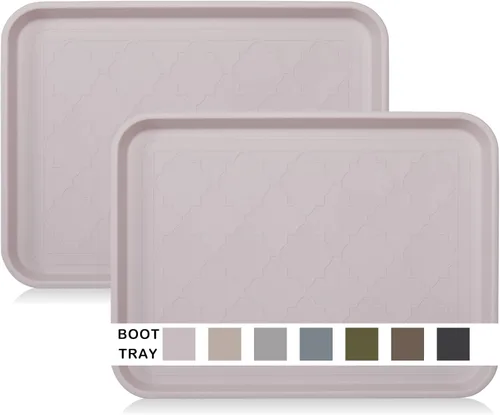 Miniatura 8 de Bandeja de botas para entrada en interiores, bandeja resistente para zapatos, 2 paquetes, 16.7 x 12.8 pulgadas, bandejas impermeables para zapatos