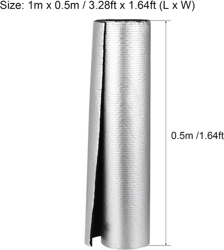 Miniatura 2 de uxcell Hoja de aislamiento, 1 mx0.5 mx5 mm, papel de aluminio en relieve, barrera térmica resistente al calor, para pared de techo, tubo de conducto
