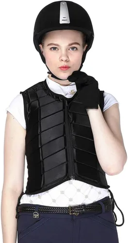 Miniatura 6 de Chaleco ecuestre de seguridad profesional EVA acolchado equitación chaleco unisex negro cremallera protector engranaje chaleco