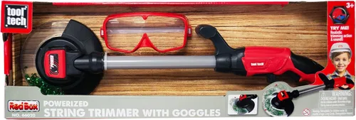 Caja roja: luz y sonido: Weed Wacker/Trimmer - Juguete de trabajo para patio para niños, incluye gafas de seguridad, juego de simulación,