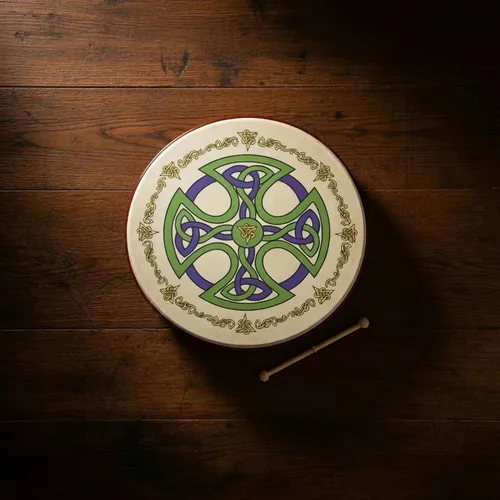 Miniatura 4 de Waltons Bodhrán 18 pulgadas (Brosna Cross) - Instrumento irlandés hecho a mano - Tono nítido y musical - Batidor de madera dura incluido con compra