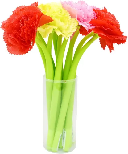Miniatura 2 de 12 bolígrafos creativos de tinta de gel con flores artificiales, color negro líquido, tinta de gel de 0.020 in, para niñas y mujeres, suministros