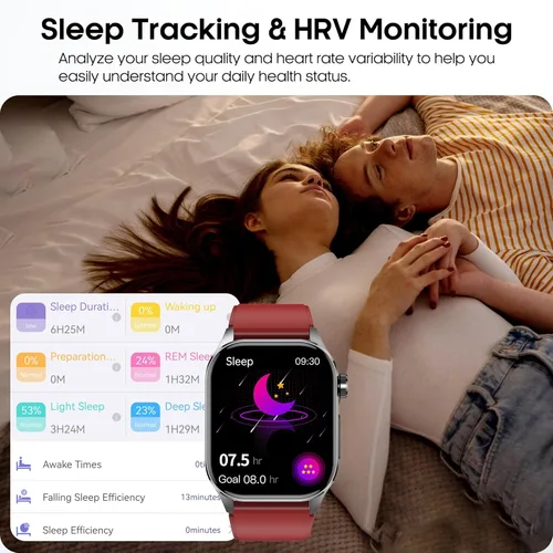 Miniatura 3 de Reloj inteligente para hombres y mujeres con llamadas Bluetooth, presión arterial, frecuencia cardíaca, oxígeno en sangre, estrés, HRV, monitor