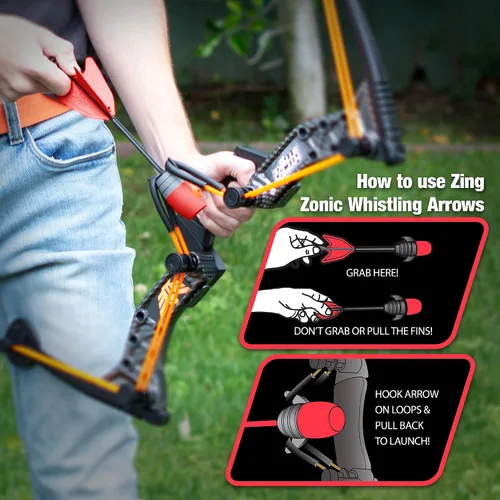 Miniatura 5 de Zing Zonic - Paquete de recambio de flechas silbantes, 10 flechas rojas, compatible con HyperStrike Firetek Z-Tek Z-Curve Z-Bow para niños Rojo