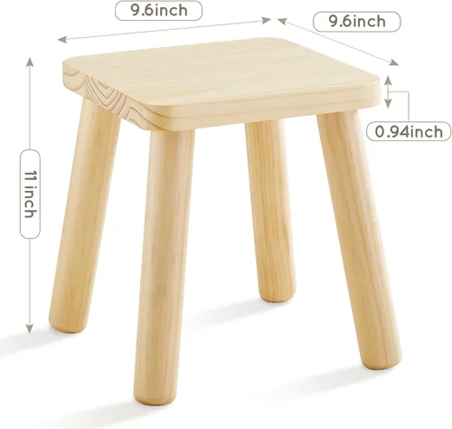 Miniatura 3 de Beright Taburete de madera para niños, taburete para niños con mesa sensorial, taburete resistente con cuatro patas ensambladas, para niños, niños