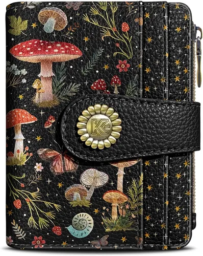 Miniatura 22 de Kelvoris Cartera pequeña Rfid para mujer, plegable, con cremallera, bolsillo para monedas, piel sintética, compacto, para tarjetas de crédito