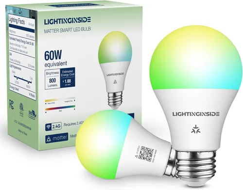 Miniatura 10 de Lightinginside - Focos inteligentes Matter compatibles con Alexa/Siri/Apple Home/Google Home/SmartThings, focos LED WiFi A19 E26 RGBCW que cambian