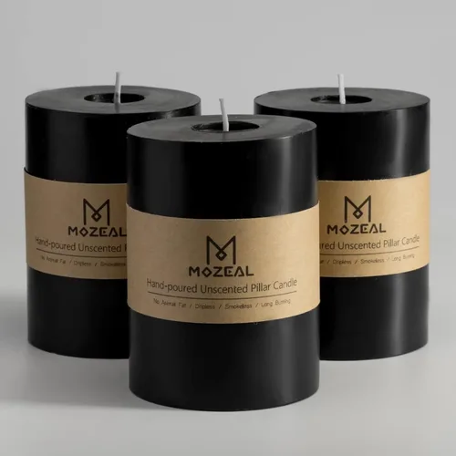 Miniatura 98 de MOZEAL Velas grandes sin perfume vertidas a mano de 3 x 8 pulgadas, sin humo, juego de 2, combustión lenta, sin goteo, aproximadamente 150 horas