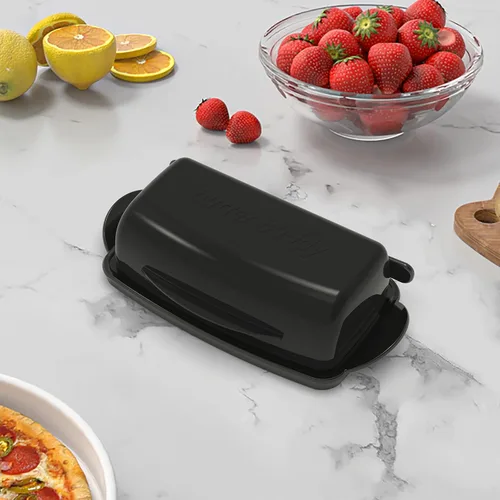 Miniatura 2 de Mantequilleras con tapa para encimera y refrigerador, plato de mantequilla de plástico transparente con tapa abatible y esparcidor, recipiente