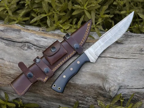 Miniatura 4 de HMC - Cuchillo de acero de damasco, cuchillos de caza de hoja fija, cuchillo de caza de ciervos de espiga completa, cuchillo de manualidades