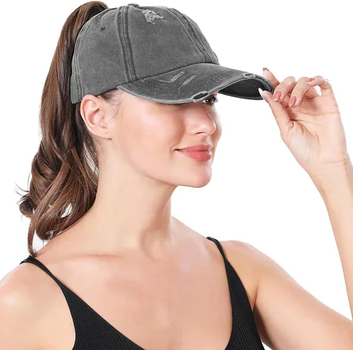 Miniatura 5 de Gorra de béisbol para mujer, diseño de cola de caballo, ajustable, ajustable, para cola de caballo