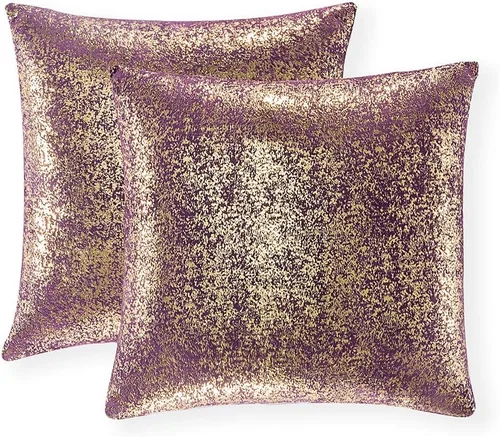 Miniatura 13 de Xinrjojo Juego de 2 almohadas brillantes en negro y dorado, almohadas suaves y brillantes decorativas, juego de fundas de almohada cuadradas negras