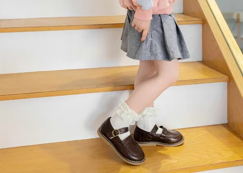 Miniatura 4 de Calcetines de algodón con ribete de encaje con doble volantes para niñas pequeñas, paquete de 5