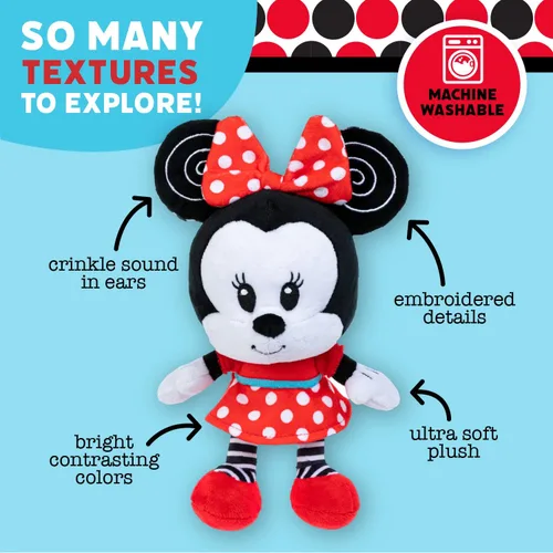 Miniatura 3 de KIDS PREFERRED Disney Baby Minnie - Peluche arrugado de alto contraste, color blanco y negro, niños y niñas a partir de 0 años (81263)