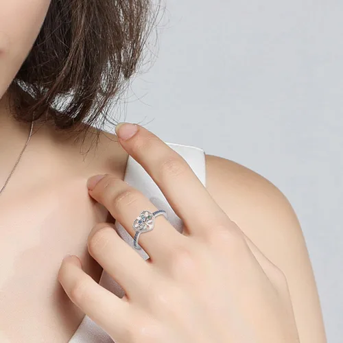 Miniatura 3 de TINSLO Anillo de plata de ley 925 con circonita de colores, anillos ajustables para mujeres, anillos sorpresa de aniversario para mujeres, anillos