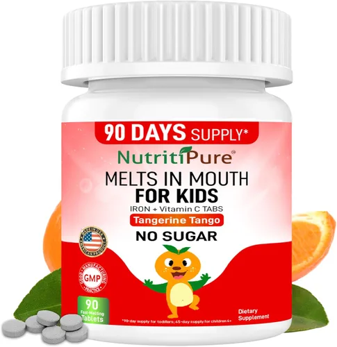 Miniatura 9 de Suplementos de hierro masticables para niños (hierro feronyl/carbonil 9 mg con vitamina C 30 mg) Tableta en sabor mandarina tango naranja suplemento