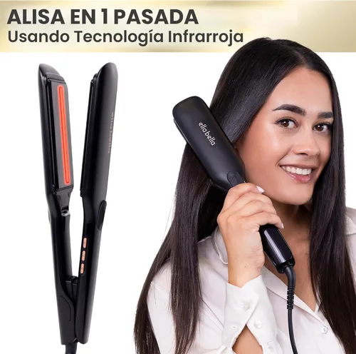 Miniatura 7 de ELLA BELLA® Plancha plana de titanio para alisar el cabello (con infrarrojos) • Alisador de pelo profesional • Pantalla digital para controlar