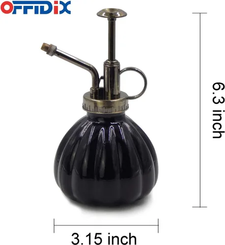 Miniatura 2 de OFFIDIX Botella rociadora de vidrio transparente, 6.3 pulgadas de alto, estilo vintage con bomba superior de plástico de bronce, regadera de vidrio