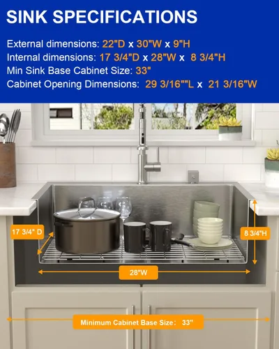 Miniatura 6 de Dcolora Fregadero de Cocina Empotrable de 30 Pulgadas Estación de Trabajo Calibre 16 Acero Inoxidable 304 Un Solo Tazón Montaje Superior, Esquina