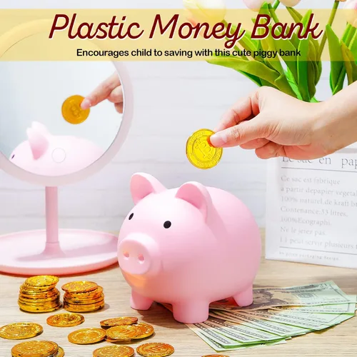 Miniatura 3 de Alcancía grande de 4 piezas de plástico para cerdos para niños, bonita alcancía para niñas y niños, caja de dinero de ahorro, regalos infantiles